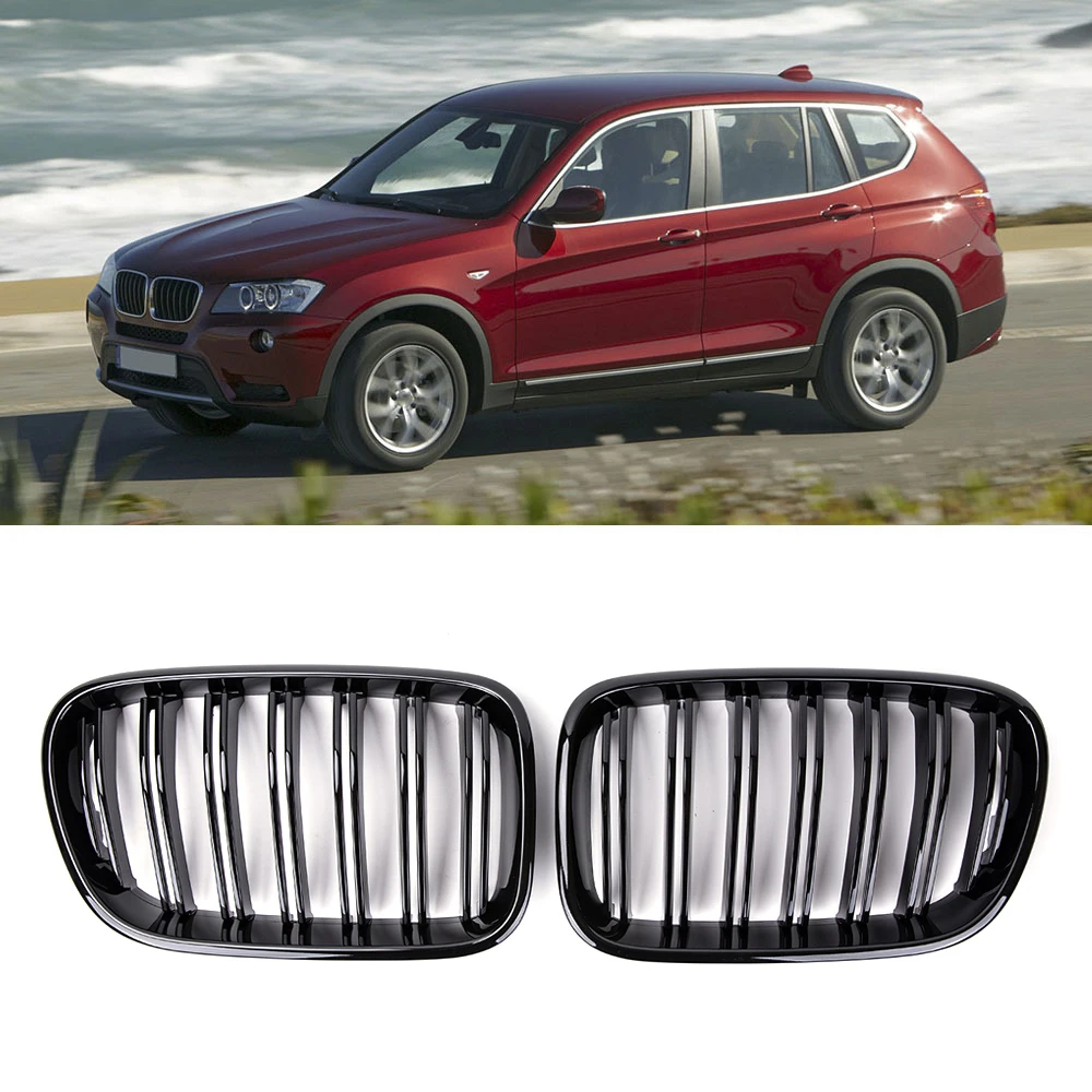 Передние решетки радиатора матовый глянцевый черный для BMW X3 F25 2010-2013 1 пара