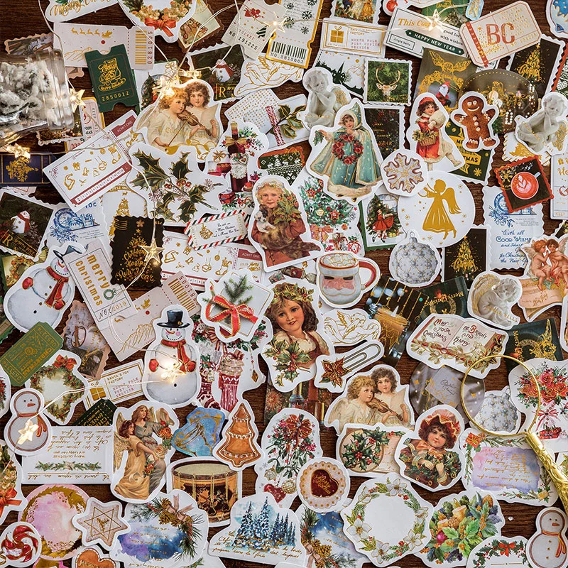 40 pcs/lot vintage christmas golding paper sticker decoration DIY ablum diary scrapbooking label sticker kawaii stationery