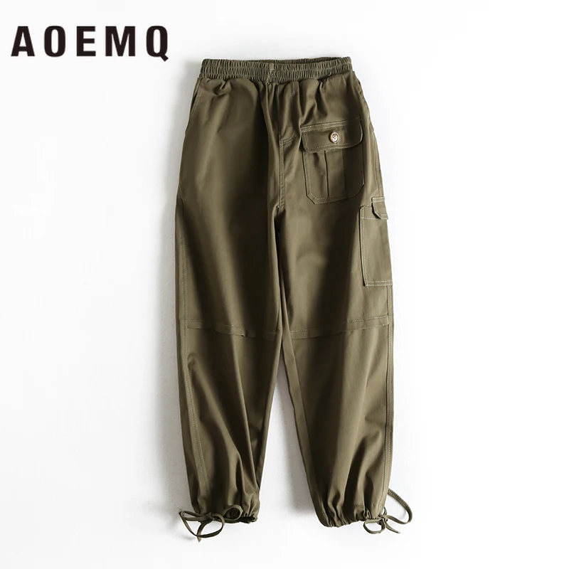AOEMQ модные женские штаны в стиле хип хоп стильные шаровары эластичные брендовые