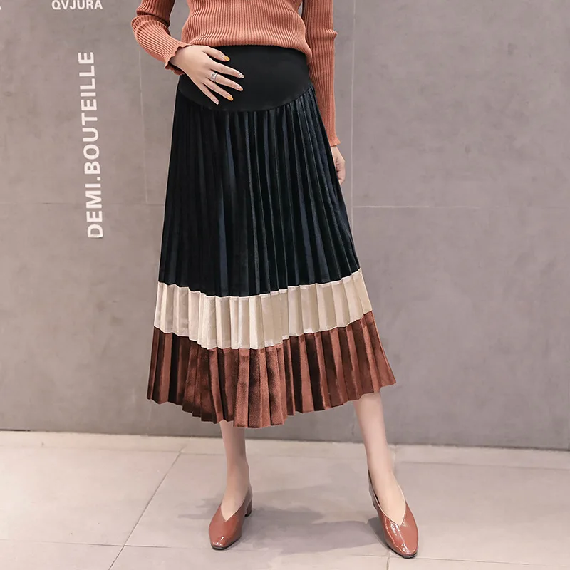 

2019 Maternity Clothes Velvet Abdominal Support Skirt Autumn And Winter New Style Fashion Mom Versatile Pregnant Women Mid-lengt