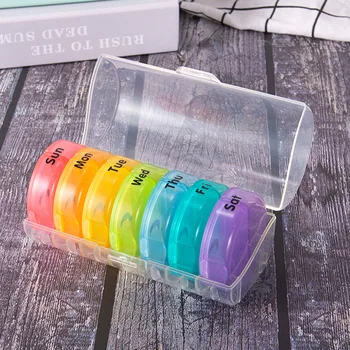 

Weekly Pill Case Round Multifunctional Mini Storage Box Moisture-proof Portable Medicine Holder AM PM Container Travel Splitter