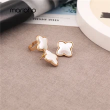 Модные серьги-гвоздики из сплава в форме клевера с искусственным жемчугом, изящные металлические геометрические серьги, простые массивные украшения на день рождения, свадьбу, вечеринку