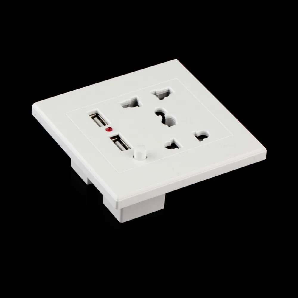 Универсальная настенная розетка USB AC 110-250V US UK EU AU настенная розетка 2 порта 5,0 V 2.1A USB зарядное устройство для мобильного телефона* 200 шт/лот