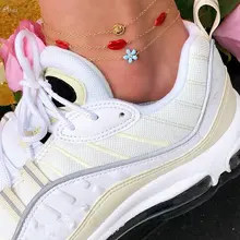 AOMU многослойный ножной браслет Модный Эмаль Улыбка губы цветок браслет ножной браслет для женщин девочек ювелирные изделия со стразами