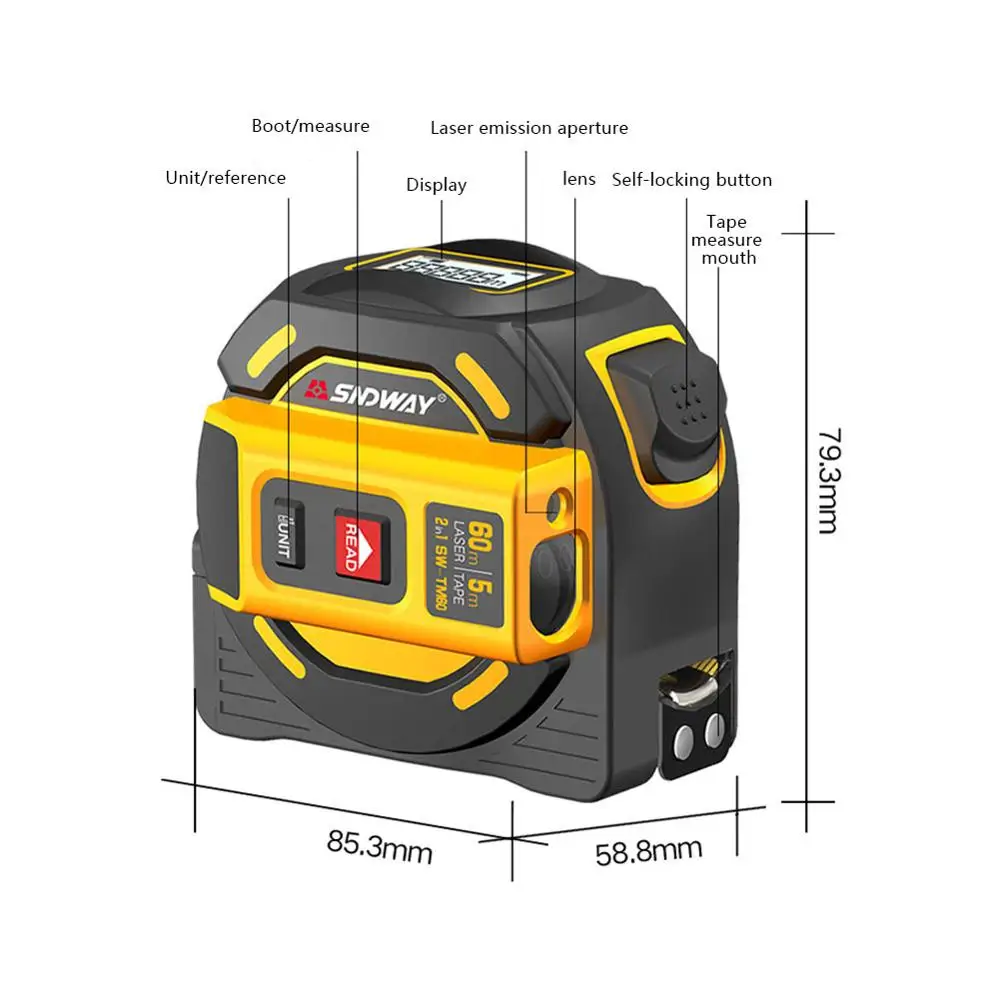 40m/60m Laser Distance Meter Rangefinder Distance Measure Tape Laser Meter Self-Locking Hand Tester Tool Device Range Finder 40m/60m Laser Distance Meter Rangefinder Distance Measure Tape Laser Meter Self-Locking Hand Tester Tool Device Range Finder