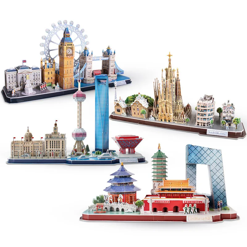 3D пазл сделай сам игрушка из бумаги миниатюрная модель города Лондона Парижа