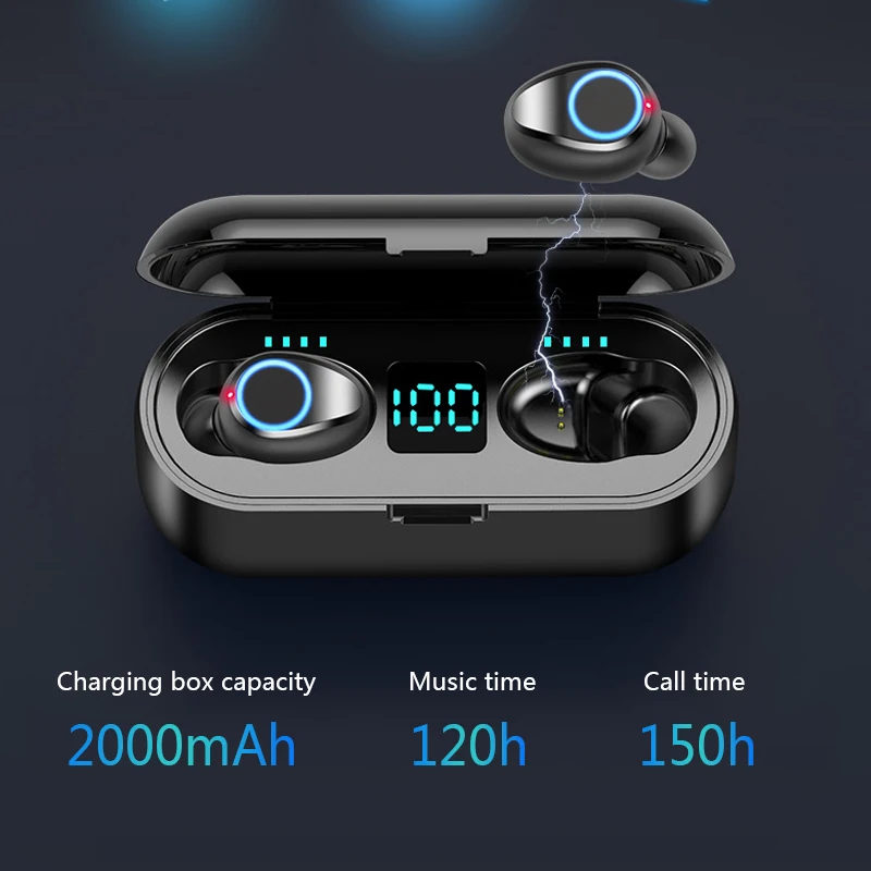 V5 0 Touch Sport Waterproof Bluetooth Earphone Gaming Headset LED Display Mini Sport Bluetooth Earphone Stereo For Iphone