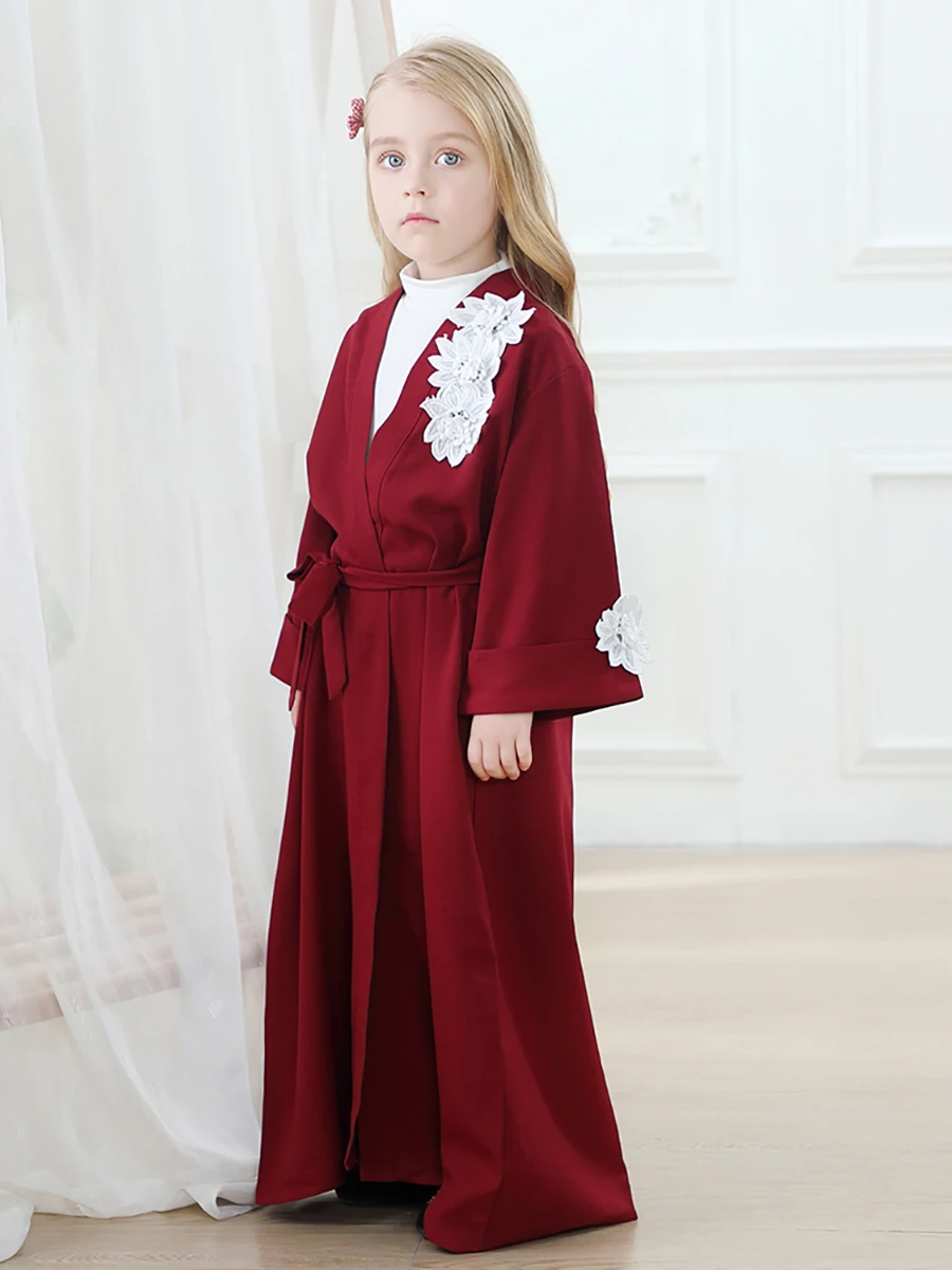 1836#Dubai Kids Abaya Middle East Modest Fashion - CHAOMENG MUSLIM SHOP