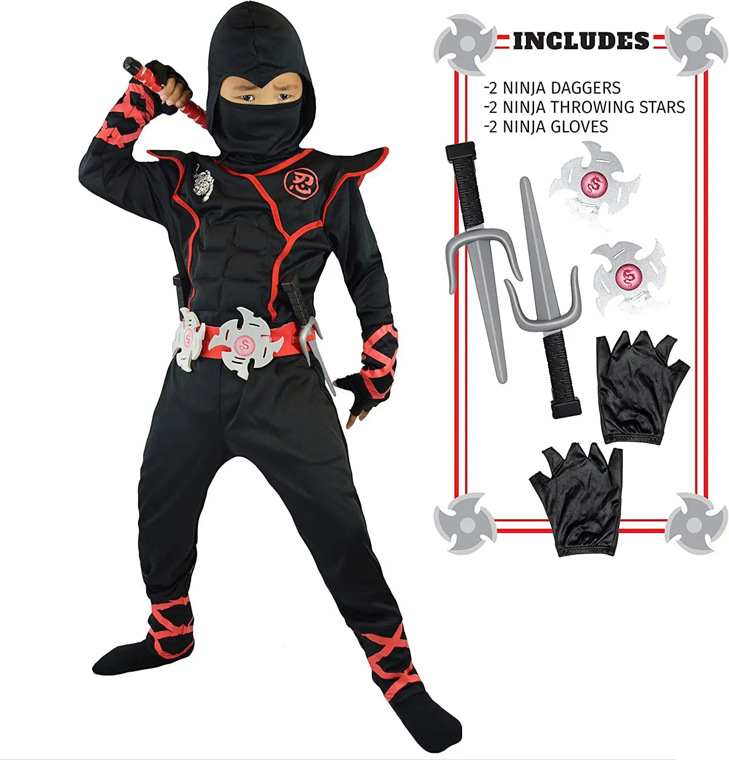 

Unisex Child Ninja Deluxe Costume for Kids Role Play Halloween Dress-up