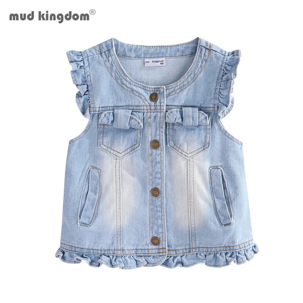 Джинсовые безрукавки для маленьких девочек на весну/лето|Куртки и пальто| |