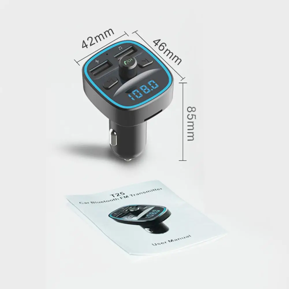 Автомобильный MP3 музыкальный плеер T25, Bluetooth 5,0, fm-передатчик, комплект громкой связи, двойной USB Автомобильный MP3-плеер, автомобильные аксессуары