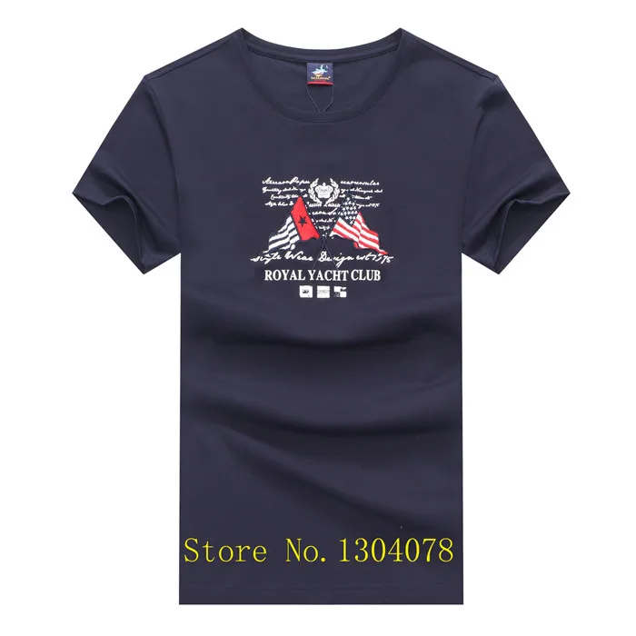 Новое поступление, модная и повседневная мужская футболка, брендовая футболка Tace& Shark, Однотонная футболка с вышитой акулой для королевского клуба, для мужчин - Цвет: 5901-NAVY