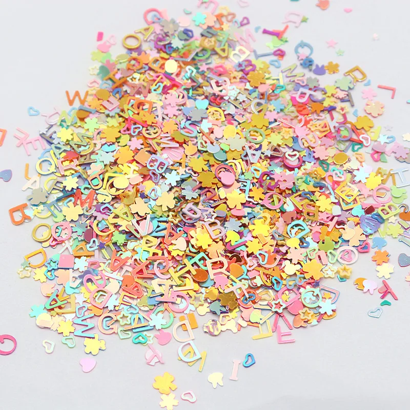 10-20g Mix Color Size Rouge Pink Blue Transparent Flake Sequins Facial Nail Decoration DIY Sewing Crafts Confetti Glitter 3-5mm