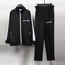 Palm Angels 21SS Logo letters  Men and Women Cotton Long Sleeve Jacket +Pants Set Sports Jacket Set,Men's women's Casual suits