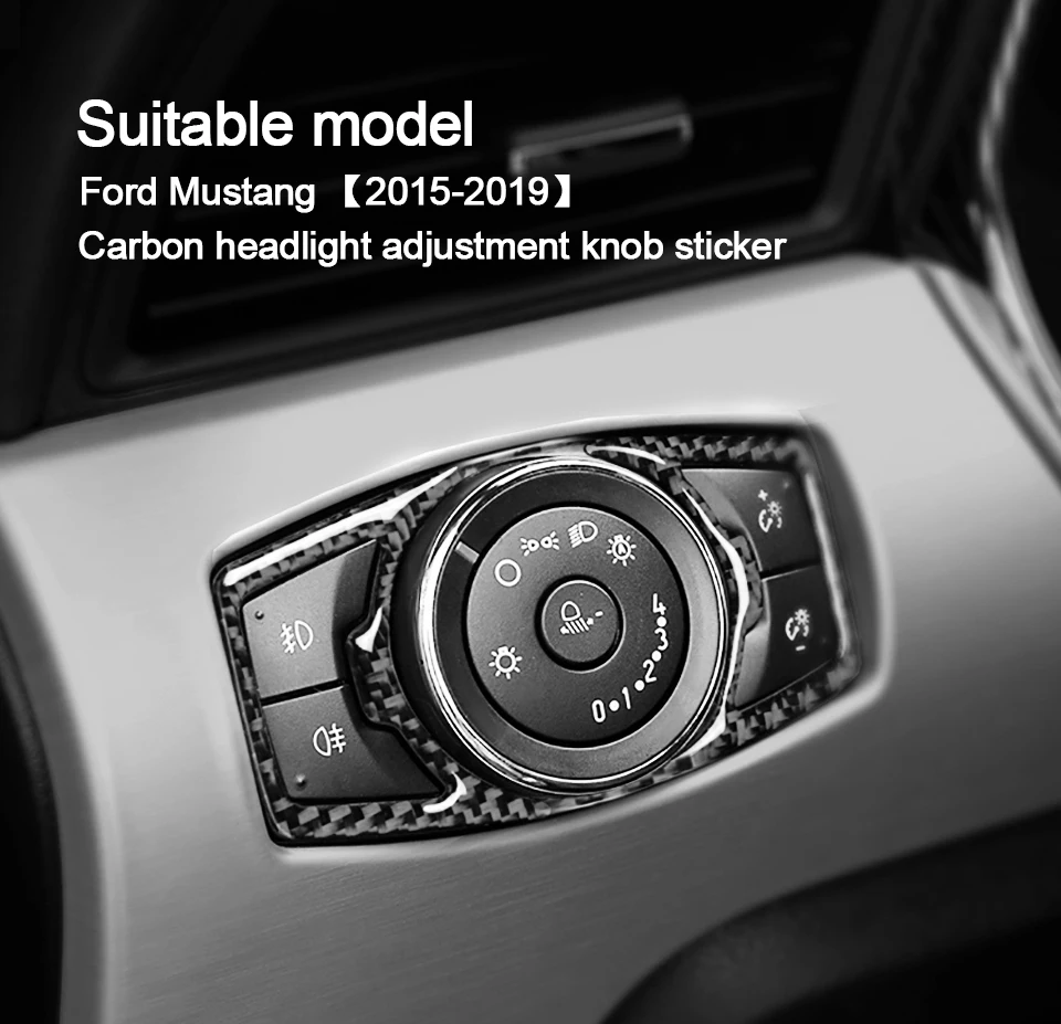 Для автомобиля Ford Mustang укладки углеродного волокна фар кнопки включения отделкой наклейки- интерьера автомобильные аксессуары