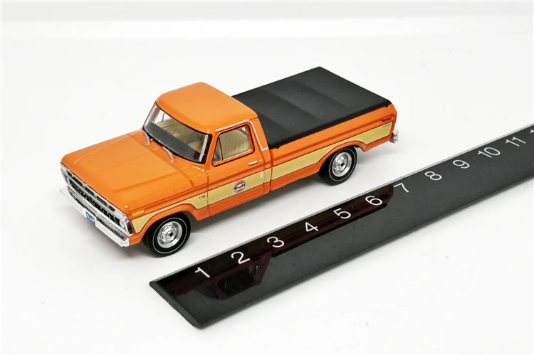 Greenlight 1: 64 Ford F-100 пикапа оранжевый 1976 Галф работает на пустой без коробки