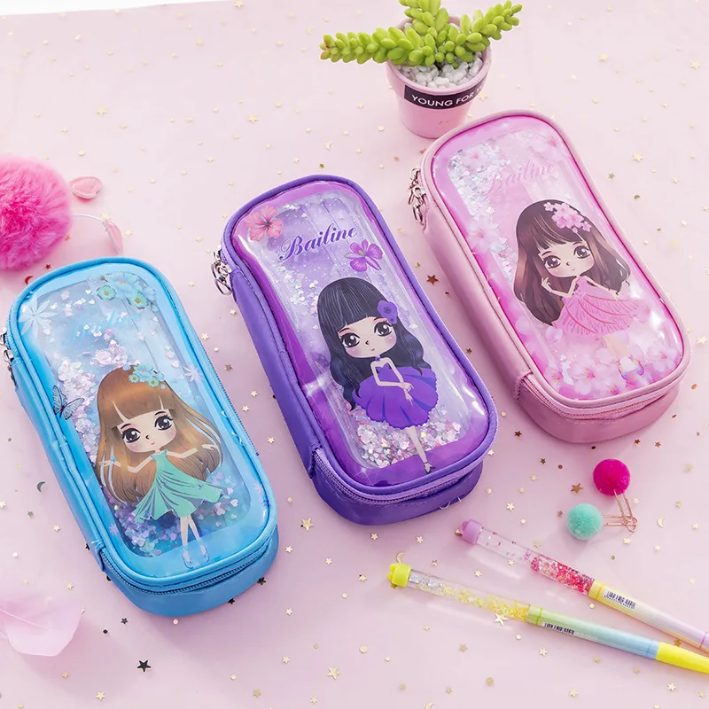 

Korean-style Liquid Quicksand Pencil Case Unicorn Flamingo Student Lead Pencil Case Douyin Celebrity Style Large-Volume Statione