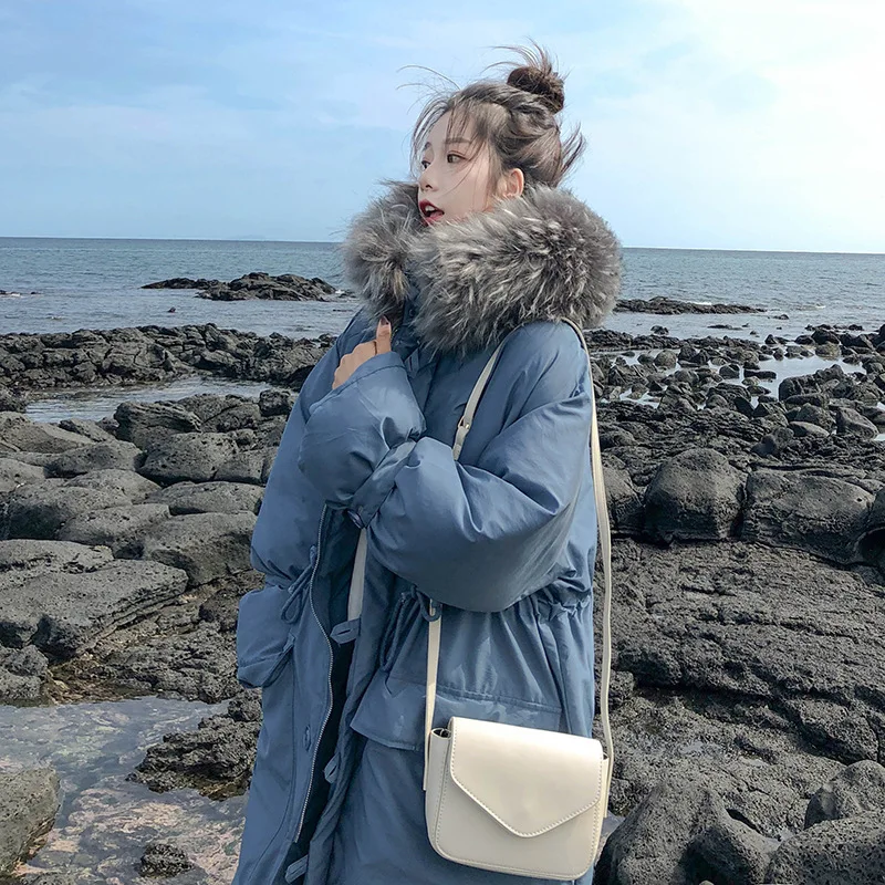 

Run the Amount of Paragraph 2018 Autumn And Winter New Style Korean-style WOMEN'S Wear Thick Mid-length Large Fur Collar Cotton