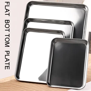 

Stainless Steel Steamed Sausage Dish Rectangle Fruit Plate Restaurant Hotel Bread Loaf Pans Cake Baking Pastry Storage Tray