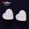 14MM Width Heart-shaped Gold Color Stud Earring For Men Women Full Cubic Zircon Screw Back Earrings Fashion Hip Hop Jewelry Gift 1