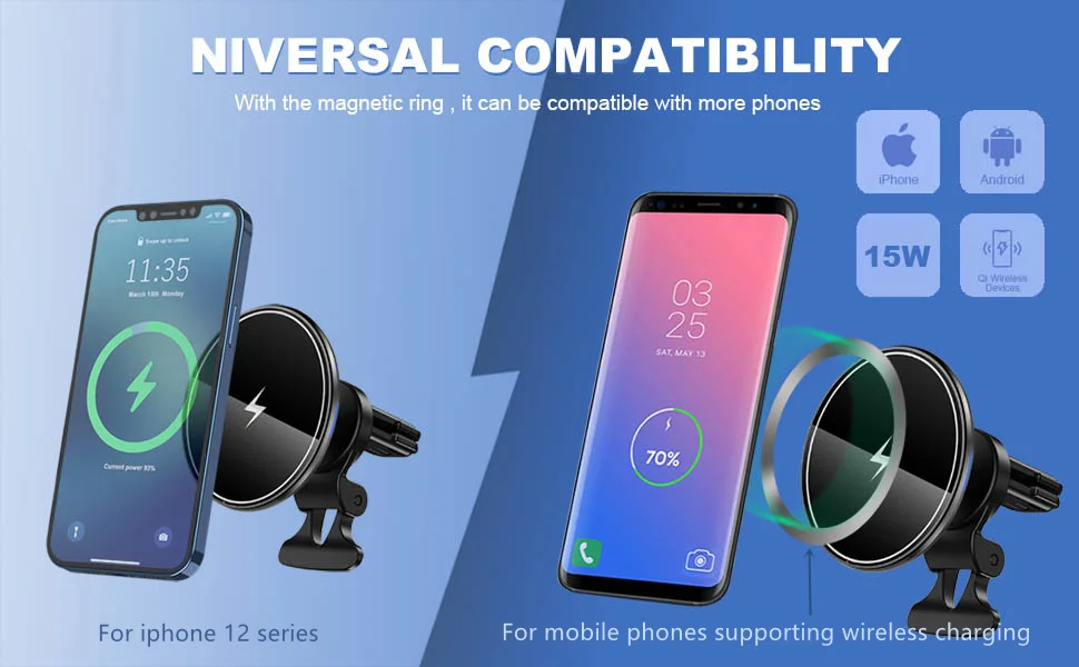 15W Wireless Car Charger Mount Stand For iPhone 12 Pro Max Qi