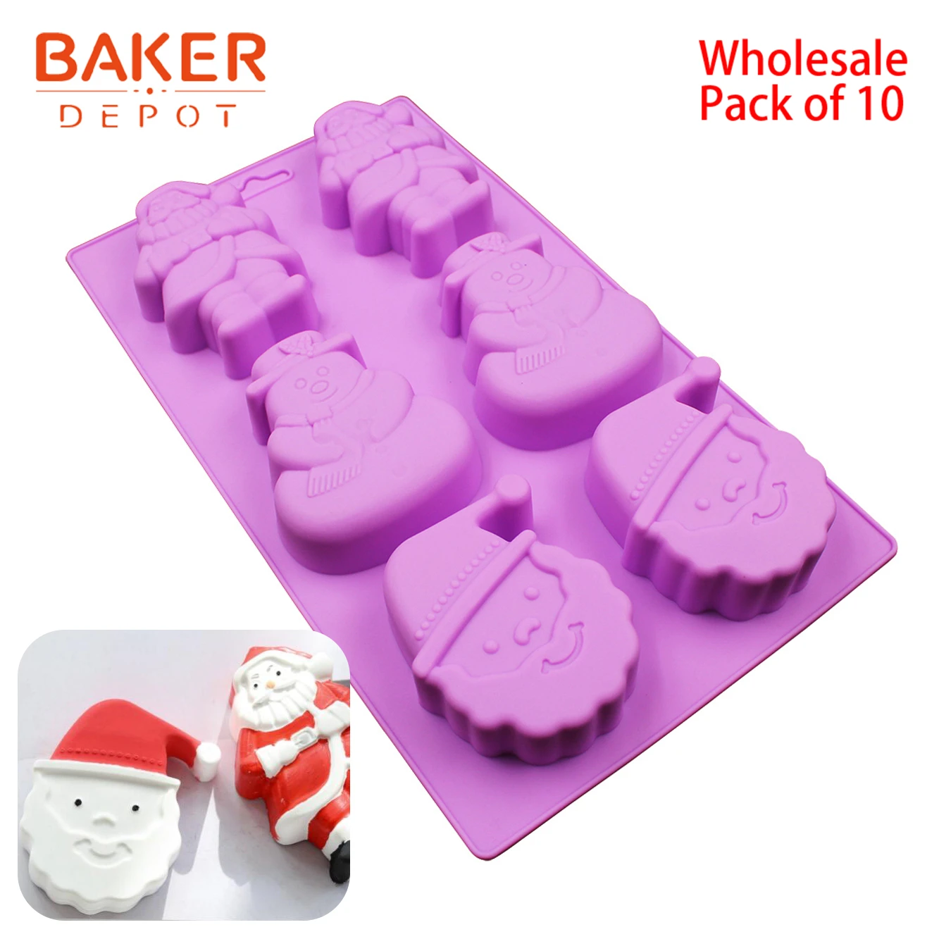 BAKER DEPOT силиконовые формы для торта Кондитерские рождественские ручной работы мыло смолы гипсовые формы для украшения торта набор инструментов из 10 - Цвет: CDSM-676