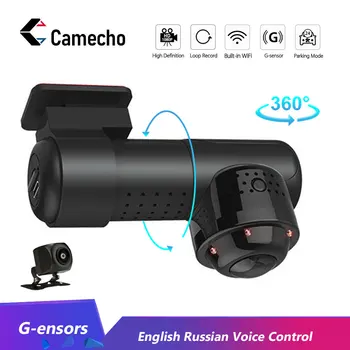 

Camera Dashcam 360 Degree 1080P HD Night Vision WiFi Car DVR WiFi G-sensor Camera Video Recorder English Russian Voice Control