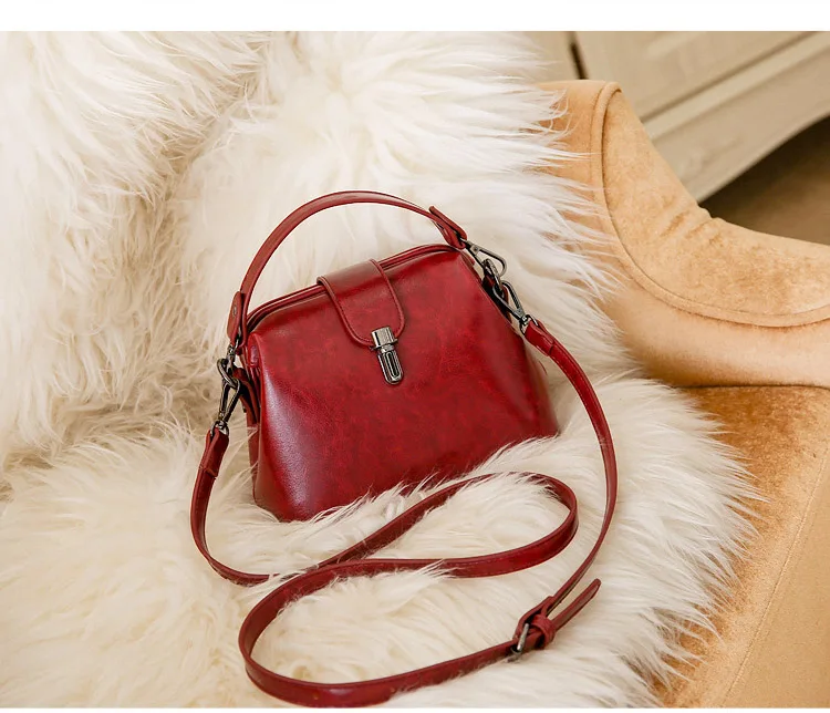 Doctoc Bag Women Leather Handbag 2019 Ladies Small Tote Purse Vintage Crossbody bag for Girls Padlock Messengers Black Brown RED (8)