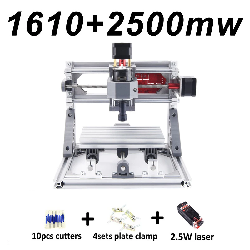 CNC1610 add 2500mw CNC 1610 станок с ЧПУ деревянный маршрутизатор лазерный гравировальный станок 3 оси PCB акрил ПВХ мини-маршрутизатор GRBL контроль - Цвет: CNC1610 add 2500mw