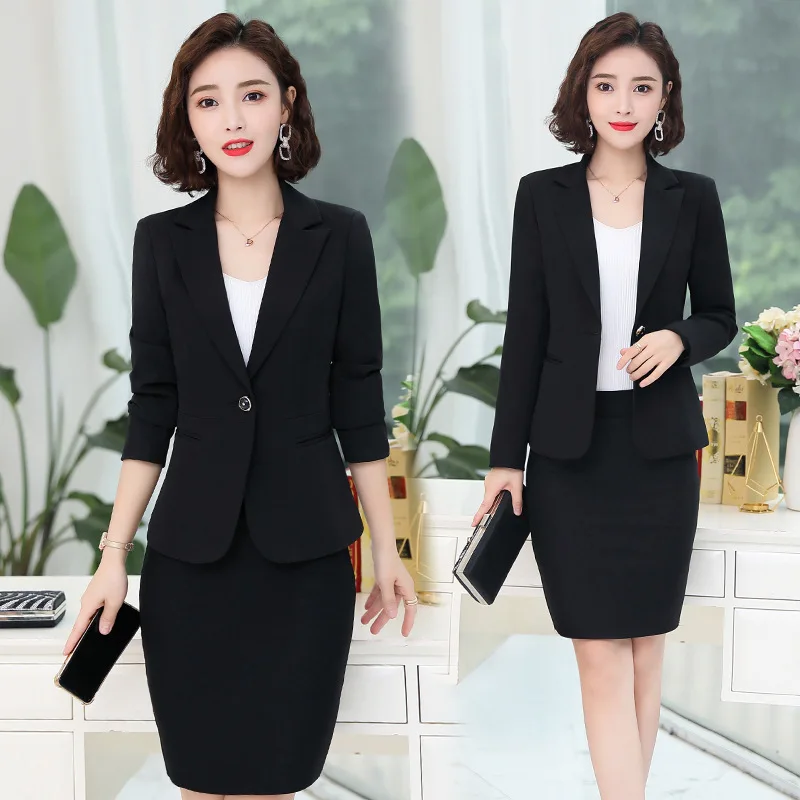 

Elegant Small Suit 2019 Autumn One-Button Solid Color Long Sleeve Fold-down Collar Versatile Korean-style