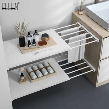 

ELLEN Bathroom Storage Bath Towel Shelves Kitchen Cabinet Storage Organizer Nail-free Easy Remove ELC67