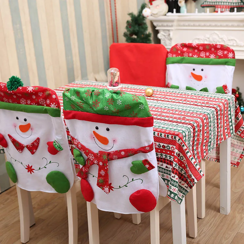 

Christmas Chair Cover Table Decoration Christmas Snowman Restaurant Christmas Decorative Chair Cover