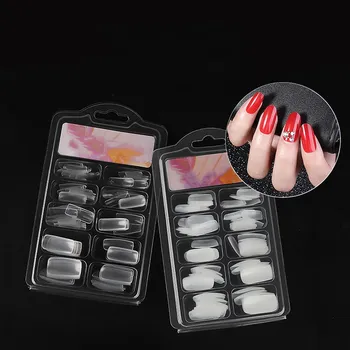

100pcs/Bag Ballerina Nail Art Tips False Nails Art Tips Round Shape Flat Shape Full Cover Manicure Fake Nail Tips