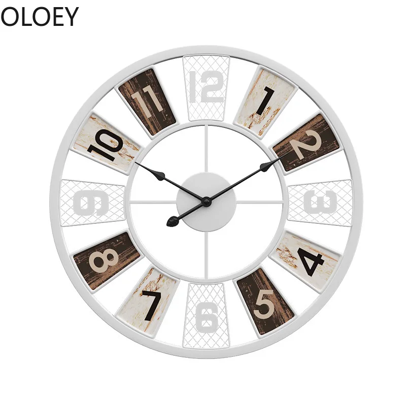 Grid Vintage Wall Clock 3d Modern Living Room Quartz Metal Clocks Decorations Farmhouse Decor Shabby Chic | Дом и сад