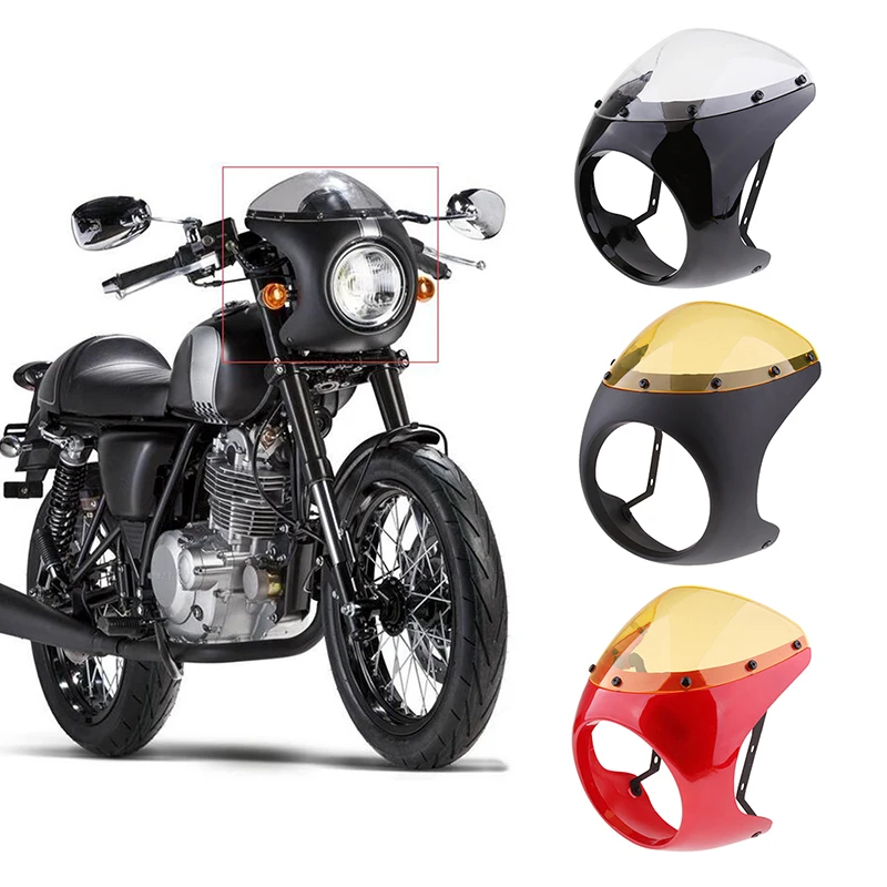 16 18cm Motorcycle Headlight Fairing Round Retro Cafe Motorbike Head Light Mask Front Cowl Fork Mount For Retro Cafe Racer Covers Ornamental Mouldings Aliexpress
