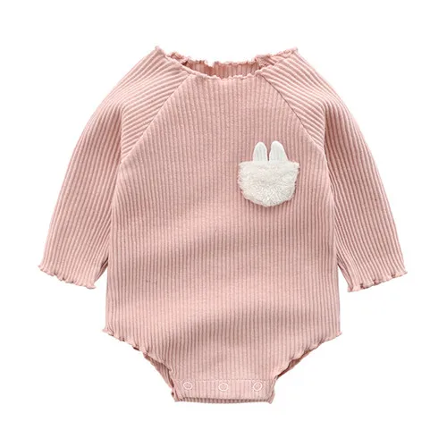 Боди для новорожденных, боди для маленьких девочек, одежда с длинными рукавами для маленьких девочек, одежда на весну-осень, 3M одежды для детей 6, 9, 12 месяцев - Цвет: Розовый