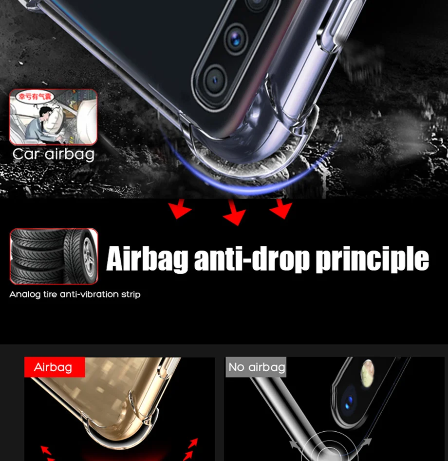 Роскошный противоударный бампер прозрачный силиконовый чехол для телефона samsung Galaxy A50 A30 A20 A10 A60 A70 Прозрачная защитная задняя крышка