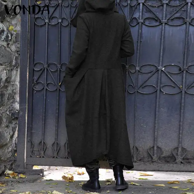 Фото женские повседневные теплые пальто vonda 2021 пальто с капюшоном цена