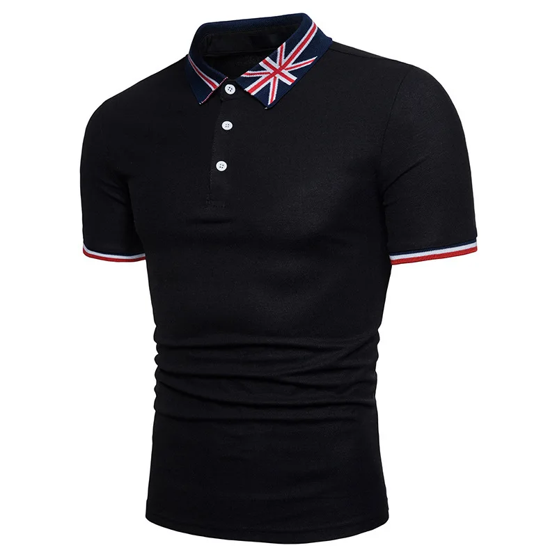 Мужские рубашки поло Poloshirt с коротким рукавом и воротником британского флага