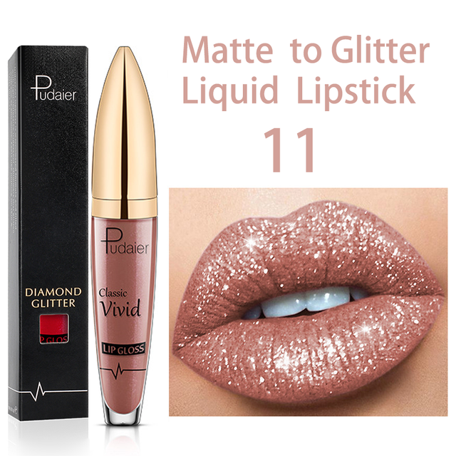 Colors Diamond Shimmer Glitter Lip Gloss Matte To Glitter Liquid Lipstick Waterproof Diamond Pearl Colour Lip Gloss Make Up