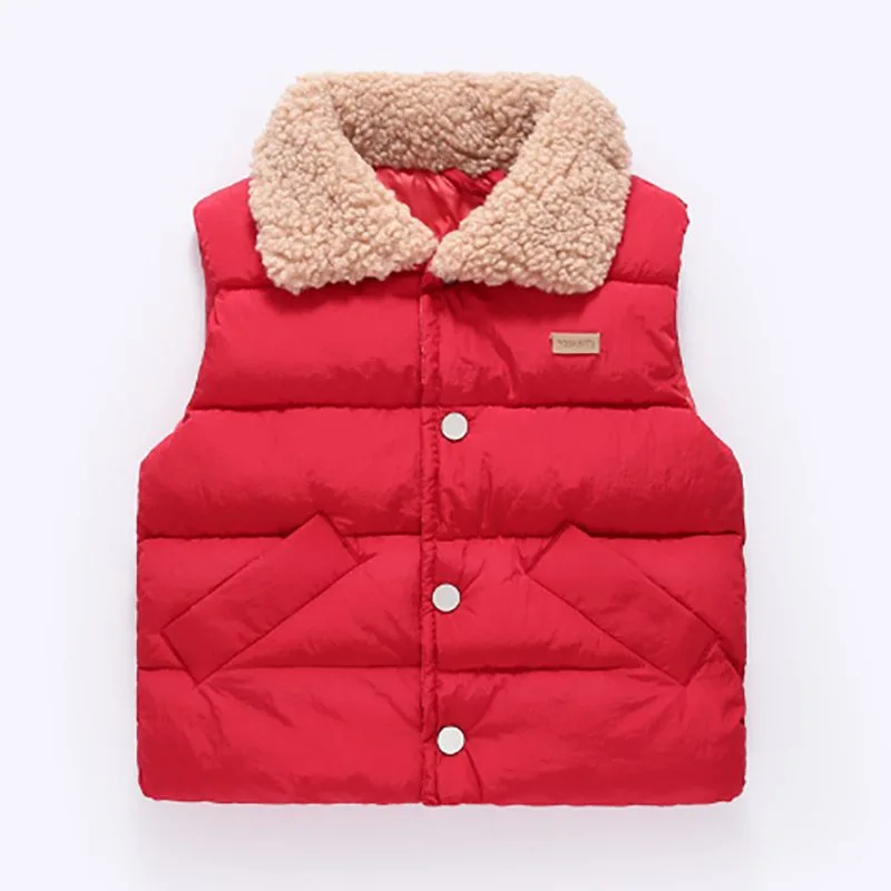 Cute Children's Down Cotton Vest Baby girl Casual Sweet Lovely Windproof And Warm kids solid Waistcoat Autum Winter tops