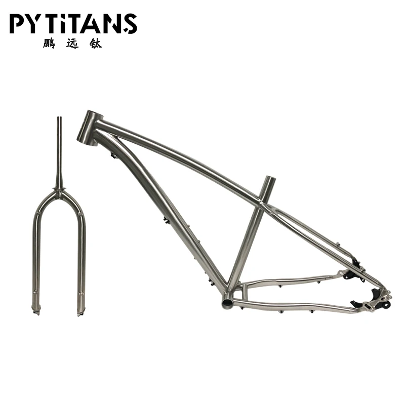 

Best Quality !!! PYTITANS Titanium Fat bike frame 26" 197 Hub Snow Bike Frame M Size with Titanium Alloy Fork Factory Selling