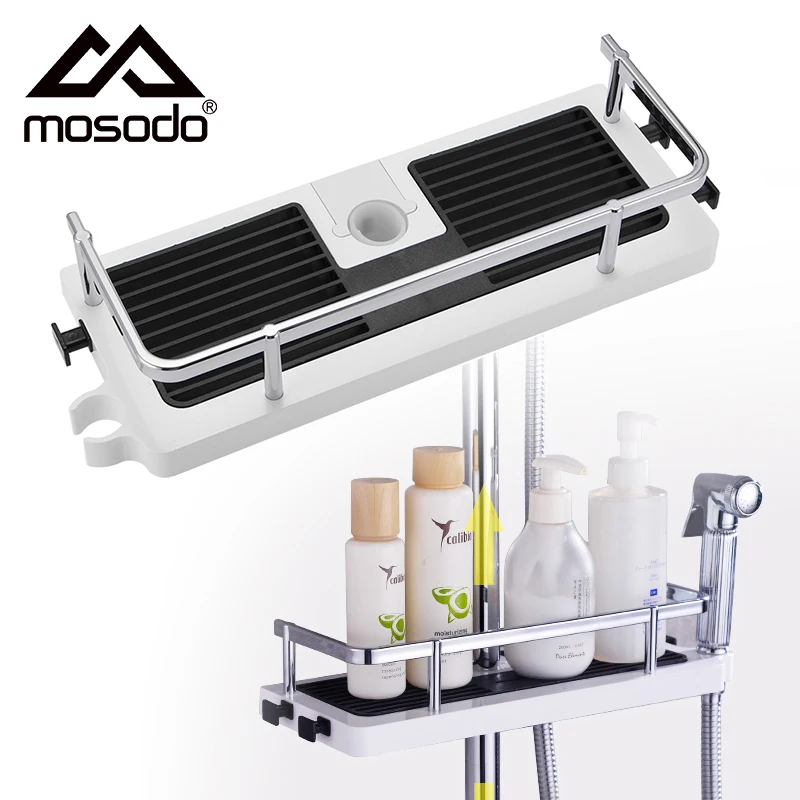Estante de almacenamiento de baño, Estante de ducha, Estante de bandeja de champú, Perforación libre de una sola capa, Estante de almacenamiento de barra de cabezal de ducha de elevación de baño, Estante De Baño