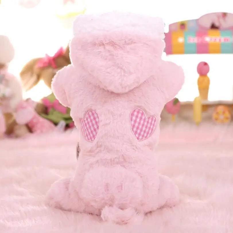 Pig Pink Зимние комбинезоны для собак из флиса с изображением мультипликационной свинки, кролика, одежда с принтом в виде собак Тедди девочки с закрытым XS S M L XL - Цвет: Pig Pink