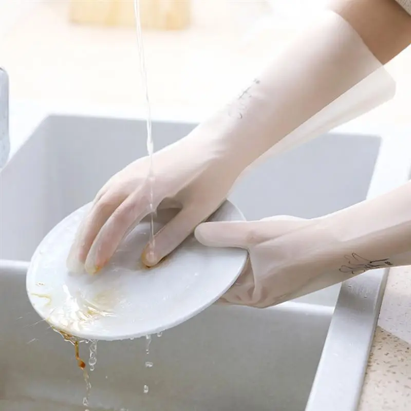 1 пара перчаток для мытья посуды, высокопрочные кухонные перчатки для чистки, износостойкие защитные перчатки для рук(случайный узор