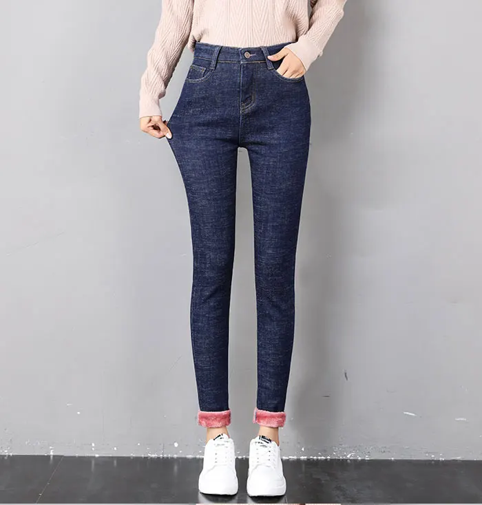 Обтягивающие брюки, женские джинсы, зимние плотные бархатные теплые длинные брюки, женские леггинсы, Стрейчевые джинсы, джинсовые брюки-карандаш