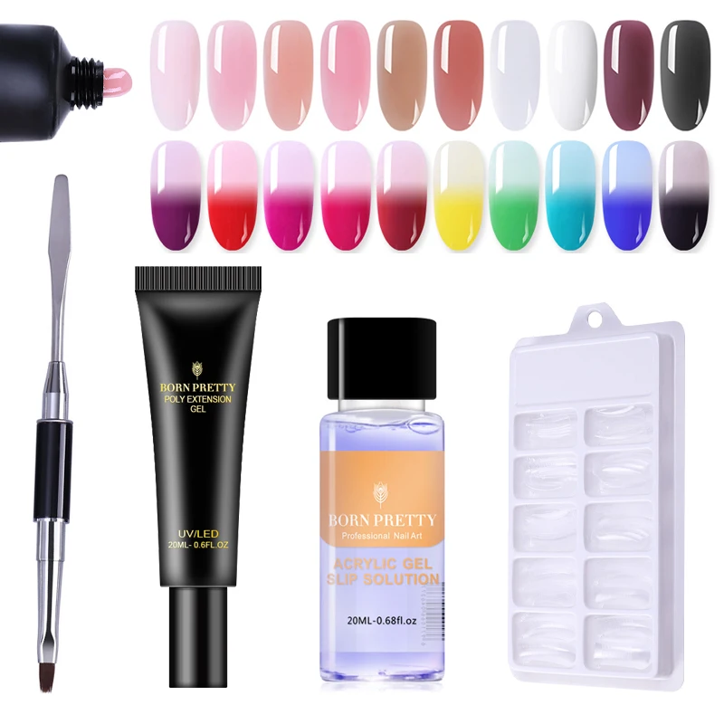 

BORN PRETTY 20ml Poly Extension Gel Nail Polish Jelly Quick Building Thermal Color Changing Soak Off UV LED Gel Varnish Nai Art
