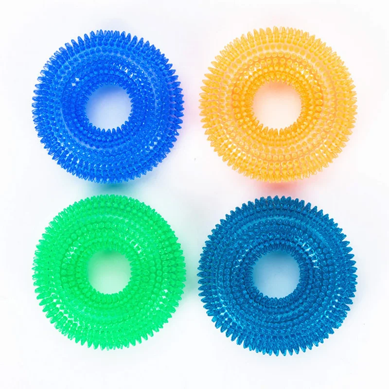 Dog Chewing Spike Ball Ring Molar Pet Toy Teeth Cleaning Anti-boring Toys TPR Rubber Sound Training Supplies | Дом и сад