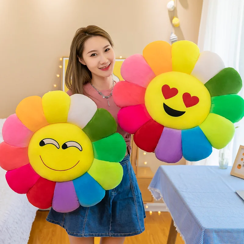 Cute Sunflower Pillow Plush Soft Pillow Seat Cushion Baby Kids Floor Play Mat Chair Cushion Sofa For Home Car Decor Pillow Gifts