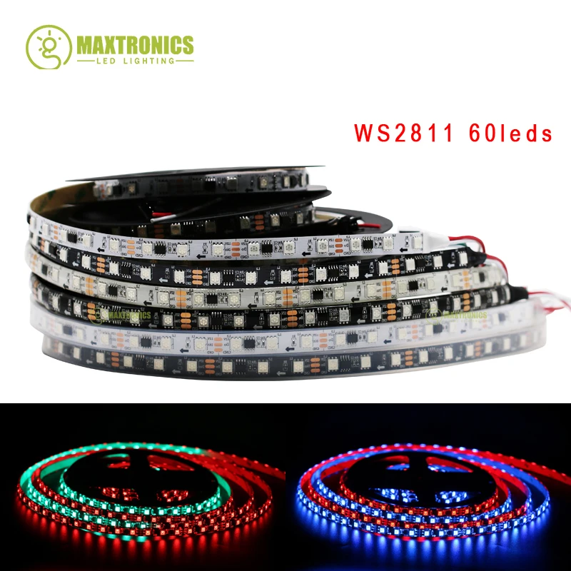 DC12V 5 м WS2811 светодиодный пиксель полосы света Rgb Полноцветный 5050 светодиодный полосы Rgb гибкая Адресуемая цифровая светодиодный лента 1 Ic Управление 3